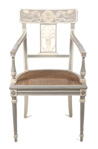 An Italian Style Painted Armchair Height 36 inches. — 20TH CENTURY