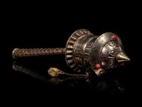 A Tibetan Silver Praying Wheel