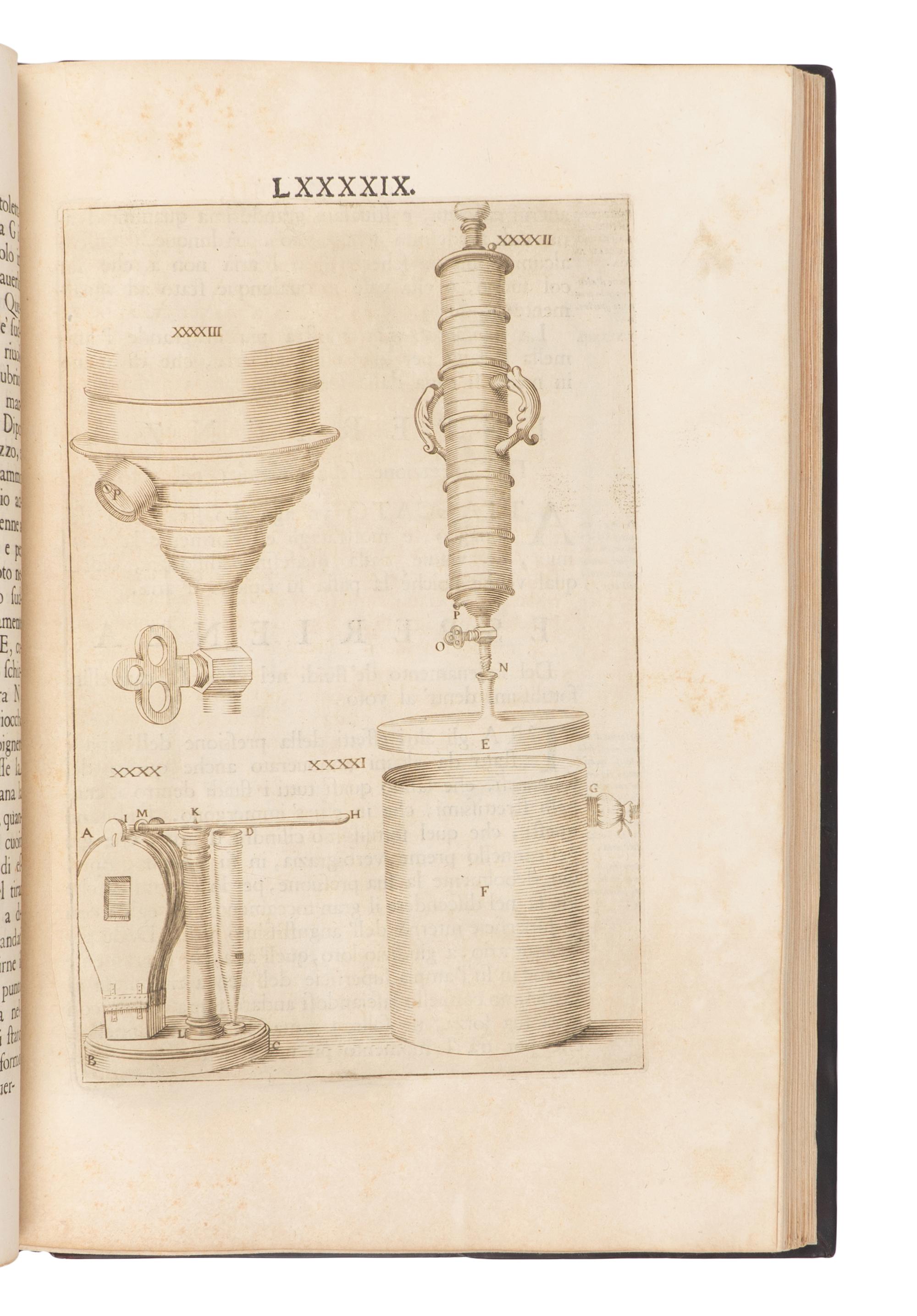 [SCIENCE & TECHNOLOGY]. [MAGALOTTI, Lorenzo (1637-1712)]. -- [ACCADEMIA DEL CIMENTO]. Saggi di naturali esperienze fatte nell' Accademia del Cimento sotto la protezione del serenissimo principe Leopoldo di Toscana e descritte dal segretario di essa Accademia . Florence: Giuseppe Cocchini, 1666.