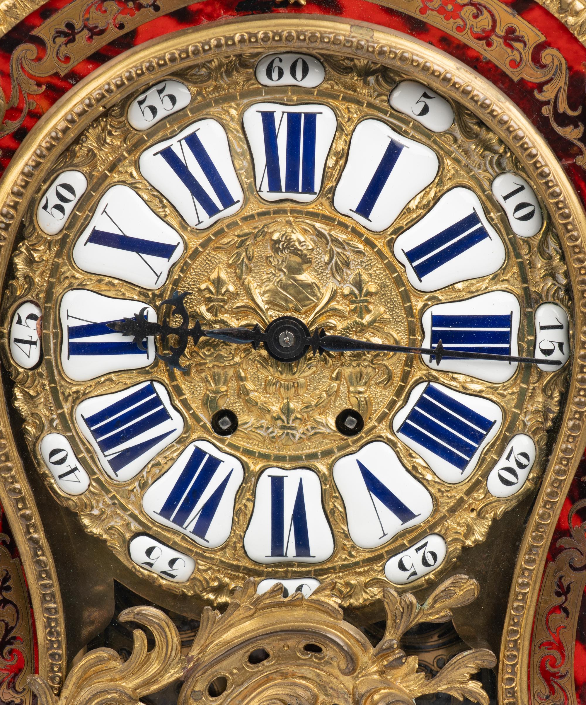 A Napoleon III Gilt Bronze and Boulle Marquetry Mantel Clock