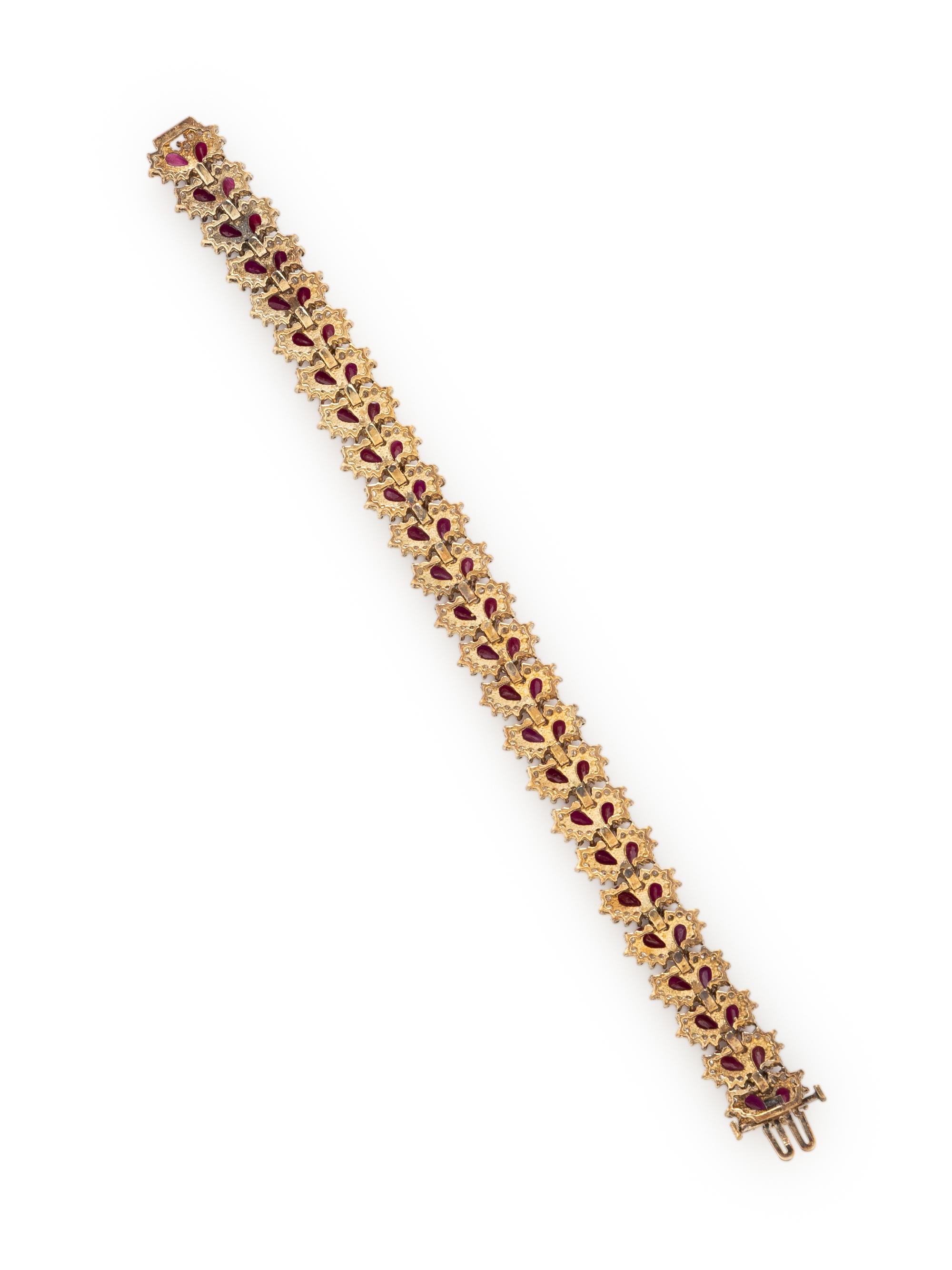 GLASS-FILLED RUBY AND DIAMOND BRACELET