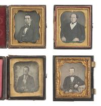 [EARLY PHOTO] 27 sixth plate daguerreotypes of young and middle-aged men, incl. magic bordered image