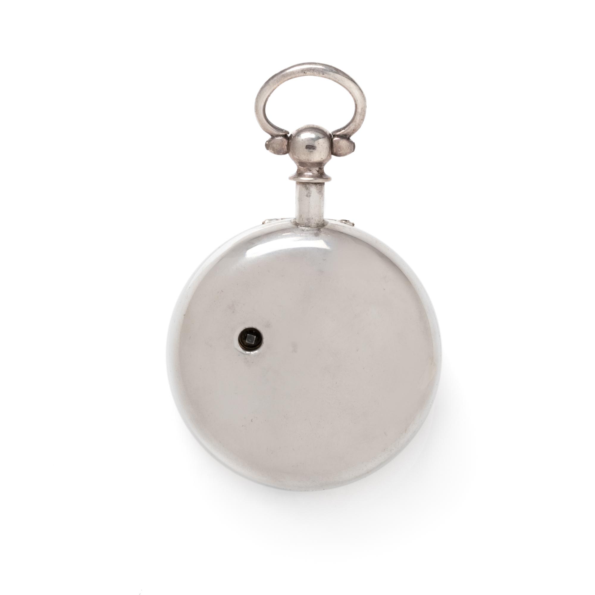 STERLING SILVER OPEN FACE POCKET WATCH