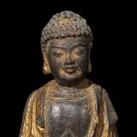 A Chinese Parcel Gilt Bronze Figure of Buddha, Liao-Early Yuan Dynasty 遼-元初 鎏金銅坐佛