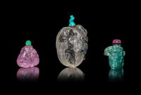 Three Chinese Precious Stone Snuff Bottles