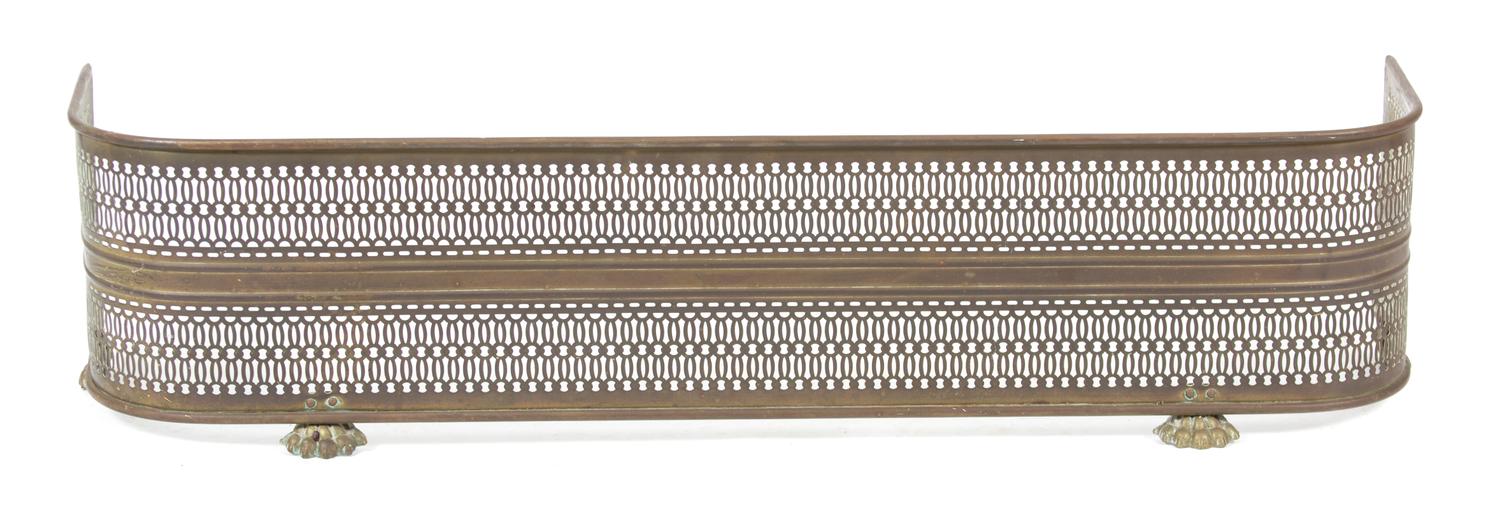 A Regency Pierced Brass D-form Fire Fender Height 11 1/4 x width 49 1/2 inches. — 19TH CENTURY