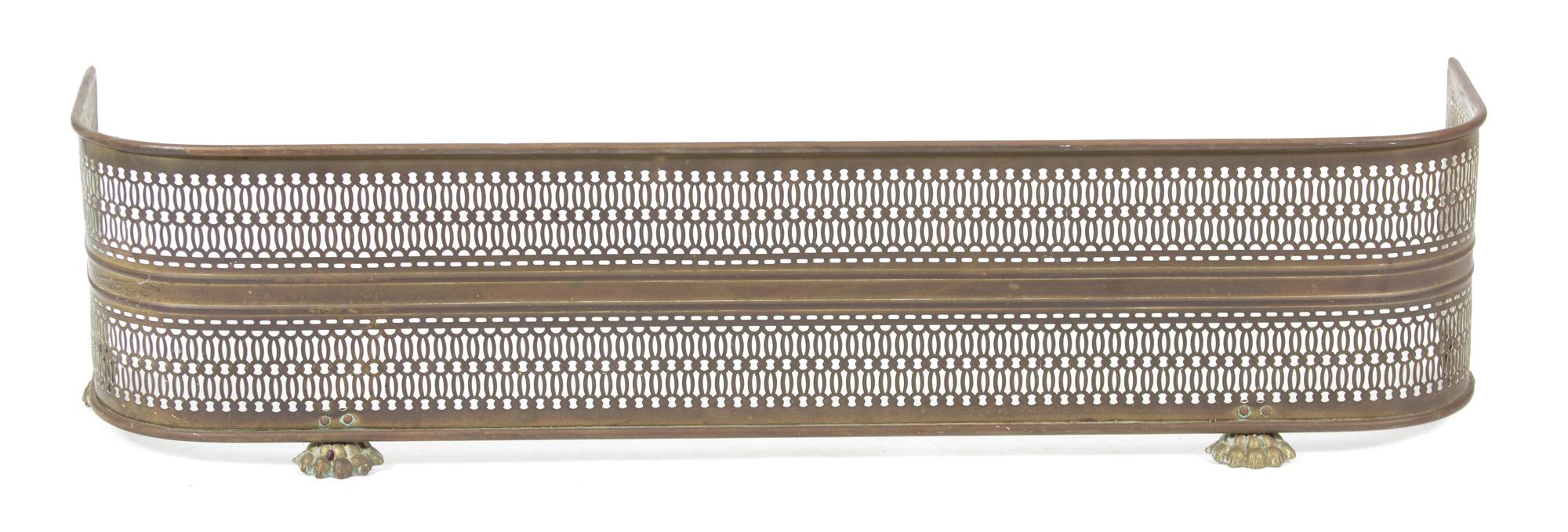 A Regency Pierced Brass D-form Fire Fender Height 11 1/4 x width 49 1/2 inches. — 19TH CENTURY