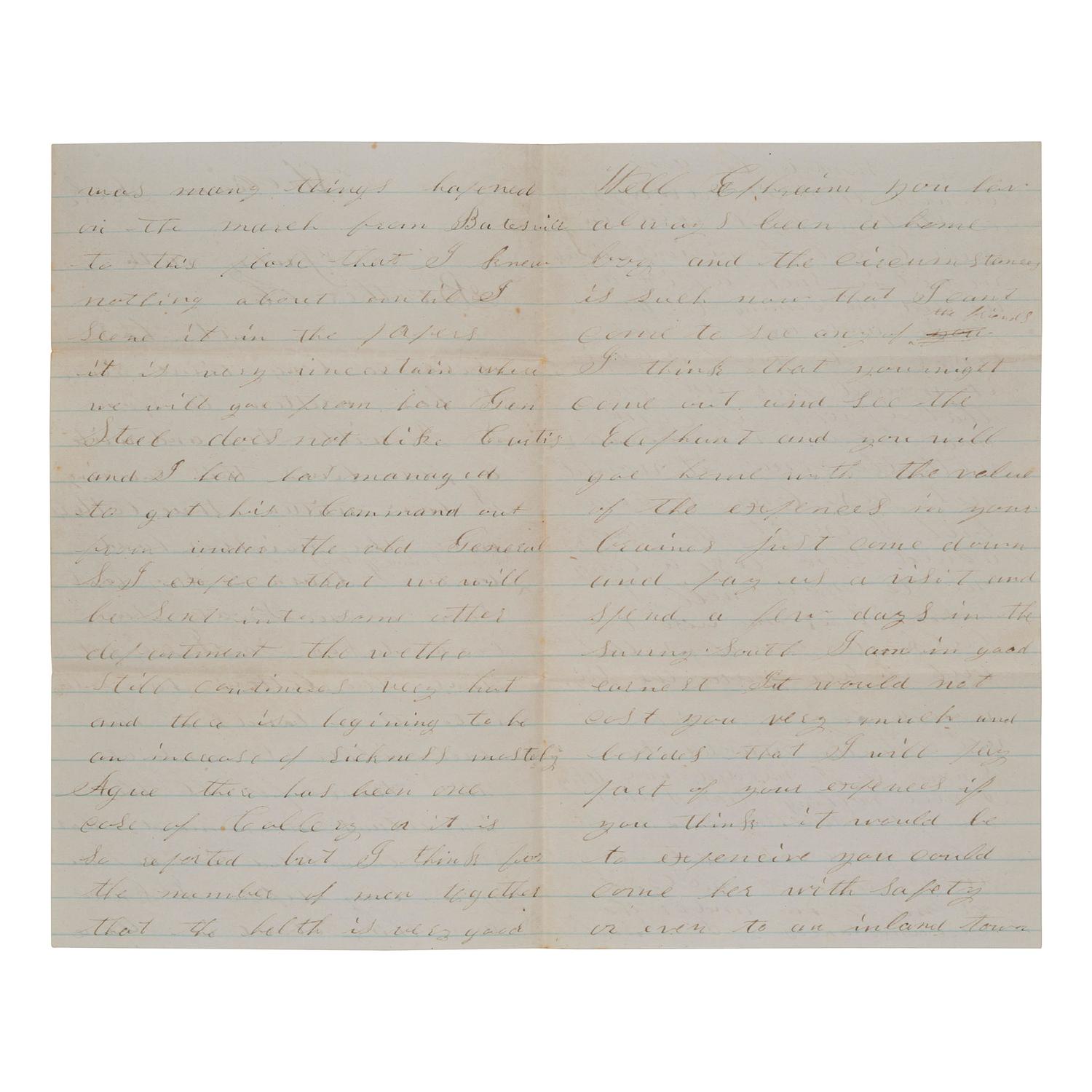 [CIVIL WAR]. A group of 2 soldiers' letters with Vicksburg and Arkansas interest, comprising: