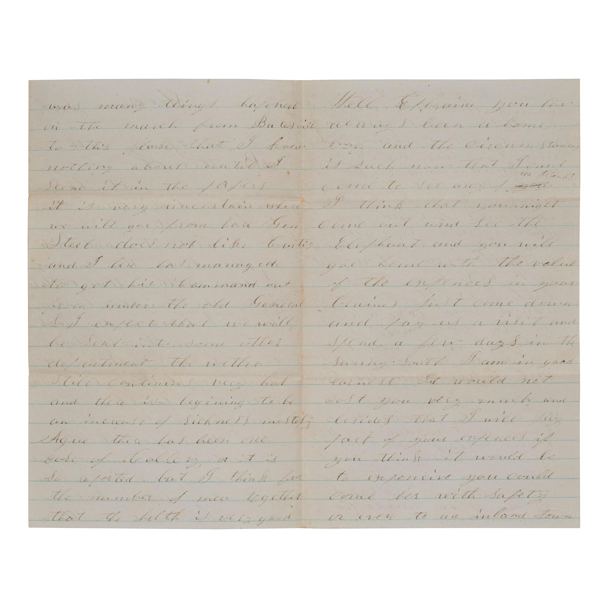 [CIVIL WAR]. A group of 2 soldiers' letters with Vicksburg and Arkansas interest, comprising: