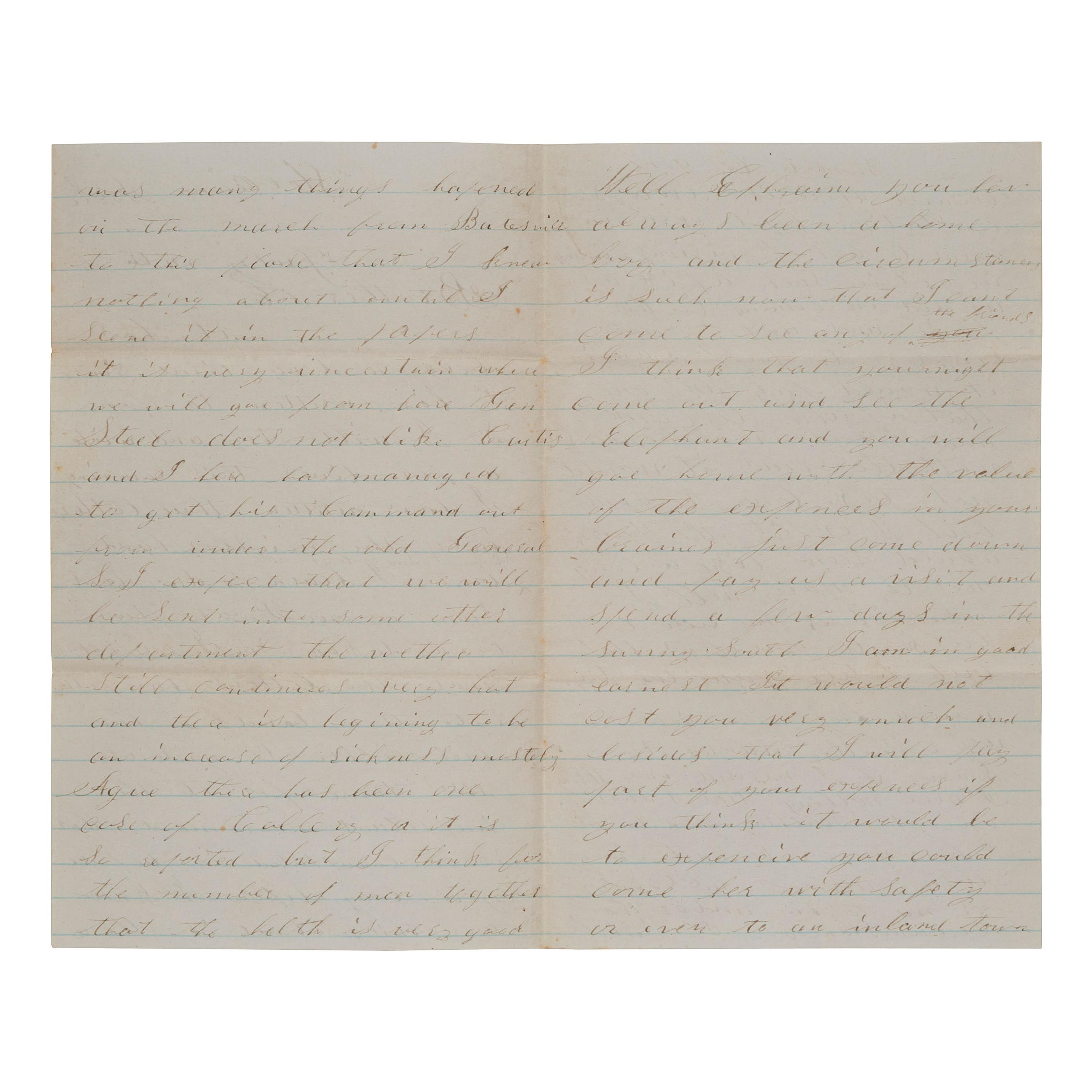 [CIVIL WAR]. A group of 2 soldiers' letters with Vicksburg and Arkansas interest, comprising: