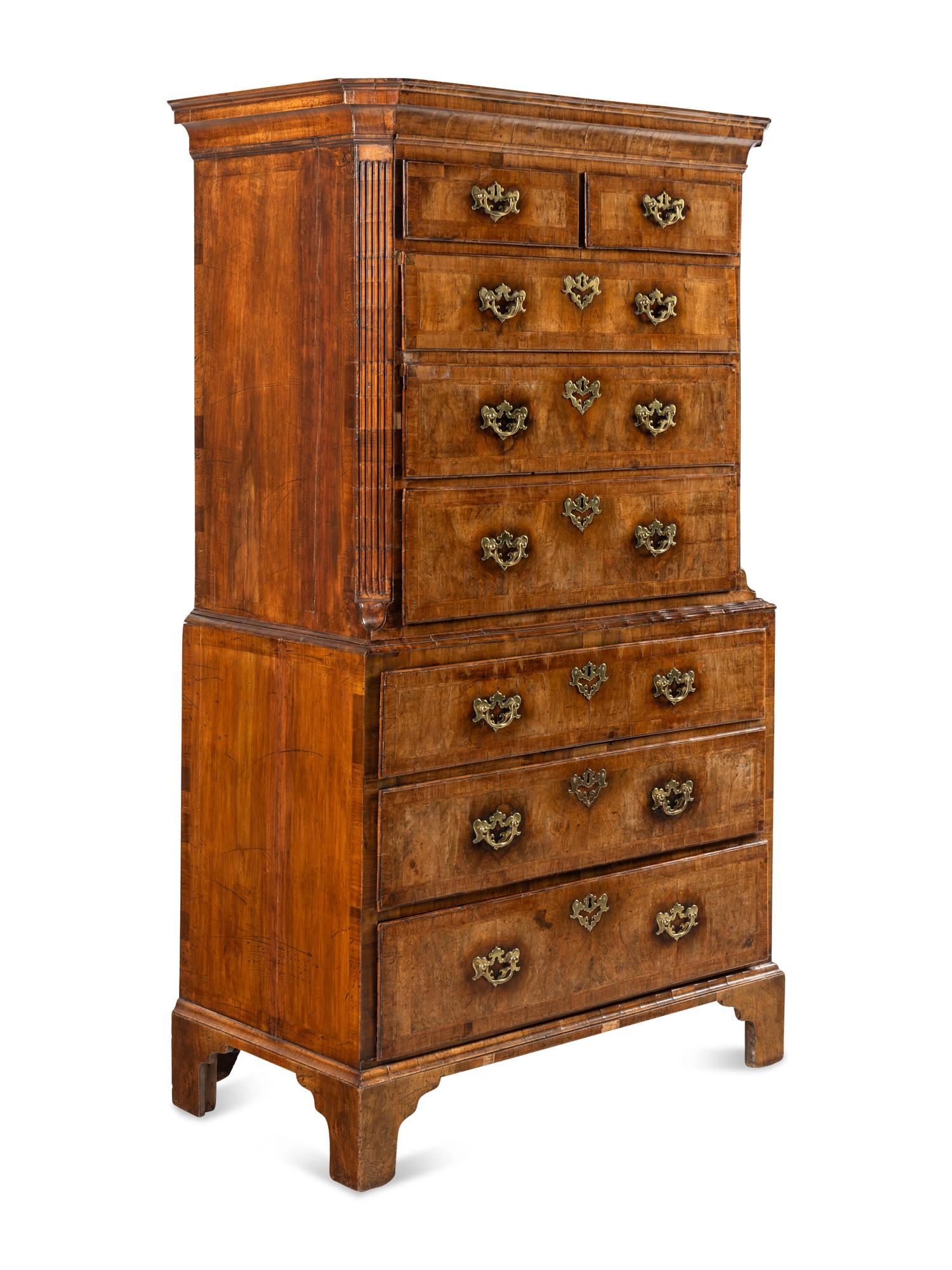A George II Walnut Chest-On-Chest
