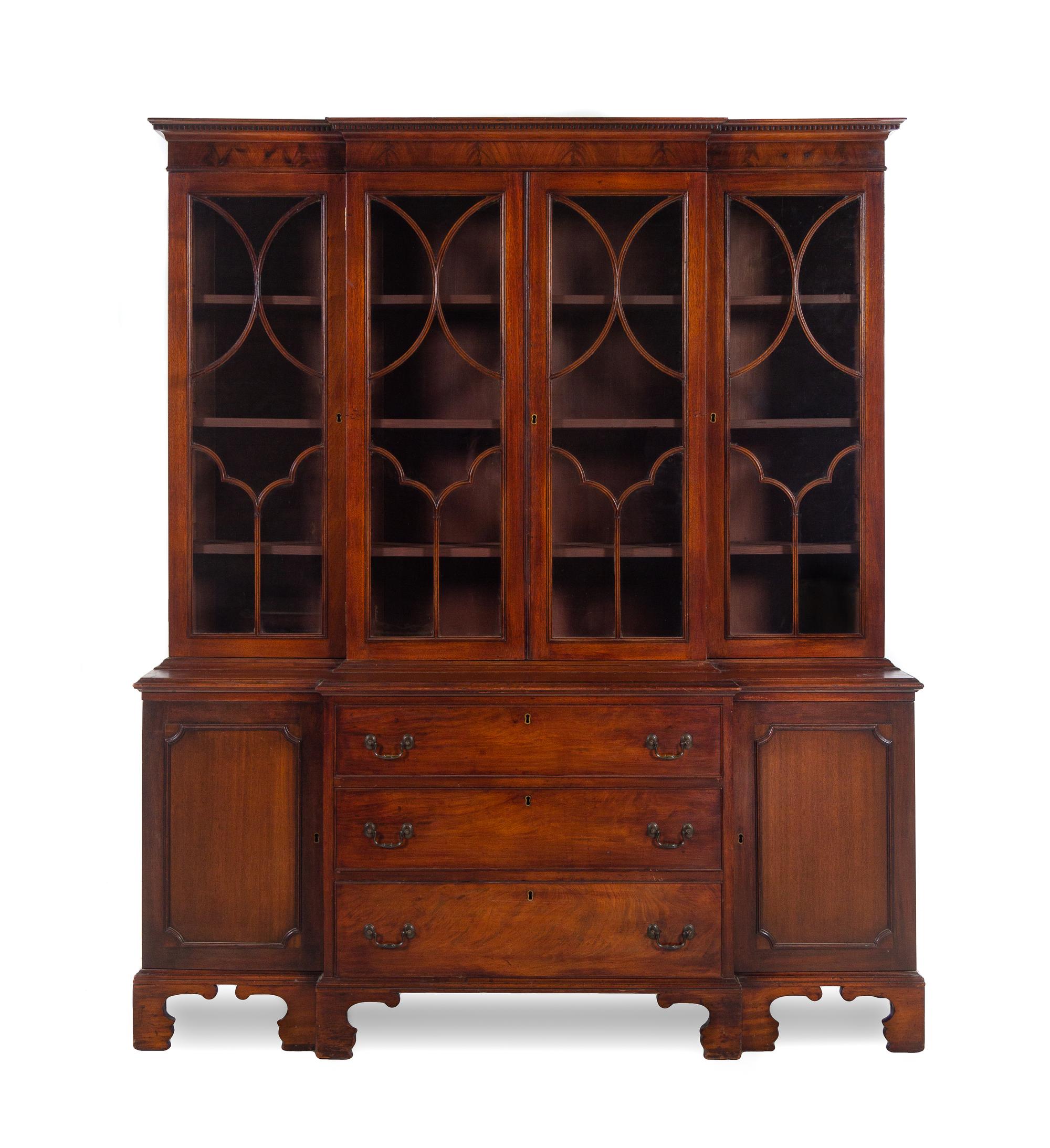 A George III Style Mahogany Breakfront Bookcase