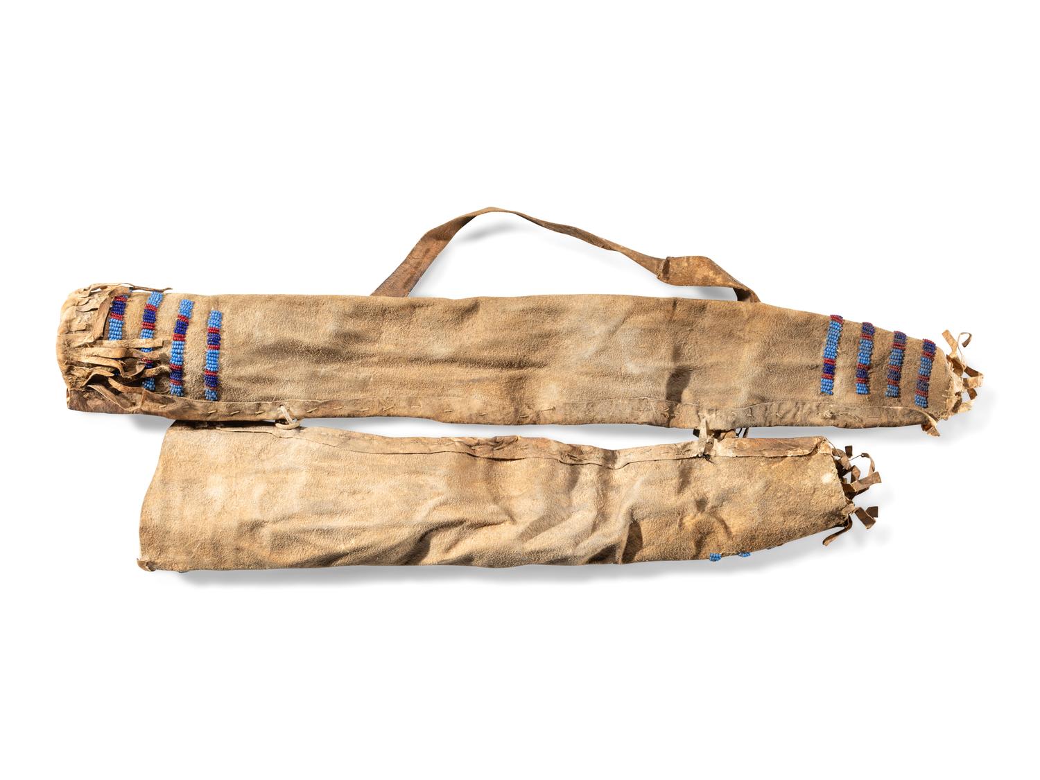 Sioux Child's Beaded Hide Bow Case and Quiver