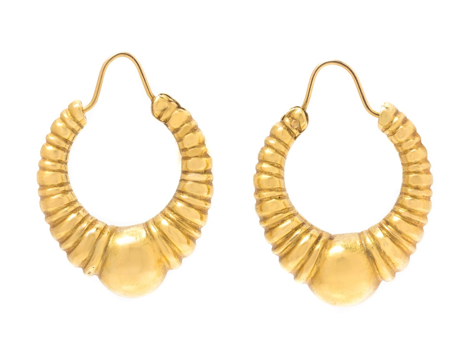 A Pair of 18 Karat Yellow Gold Hoop Earrings, Lalaounis, 7.00 dwts.