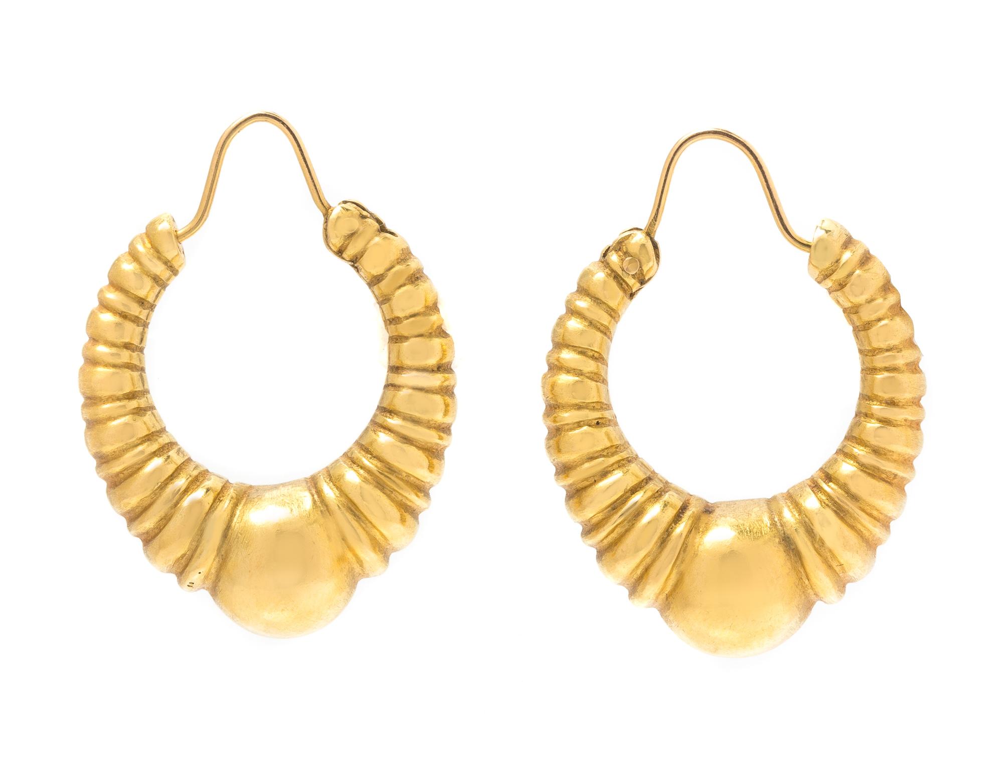 A Pair of 18 Karat Yellow Gold Hoop Earrings, Lalaounis, 7.00 dwts.