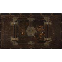 A pair of Korean mother of pearl-inlaid lacquered wood chests 19th Century