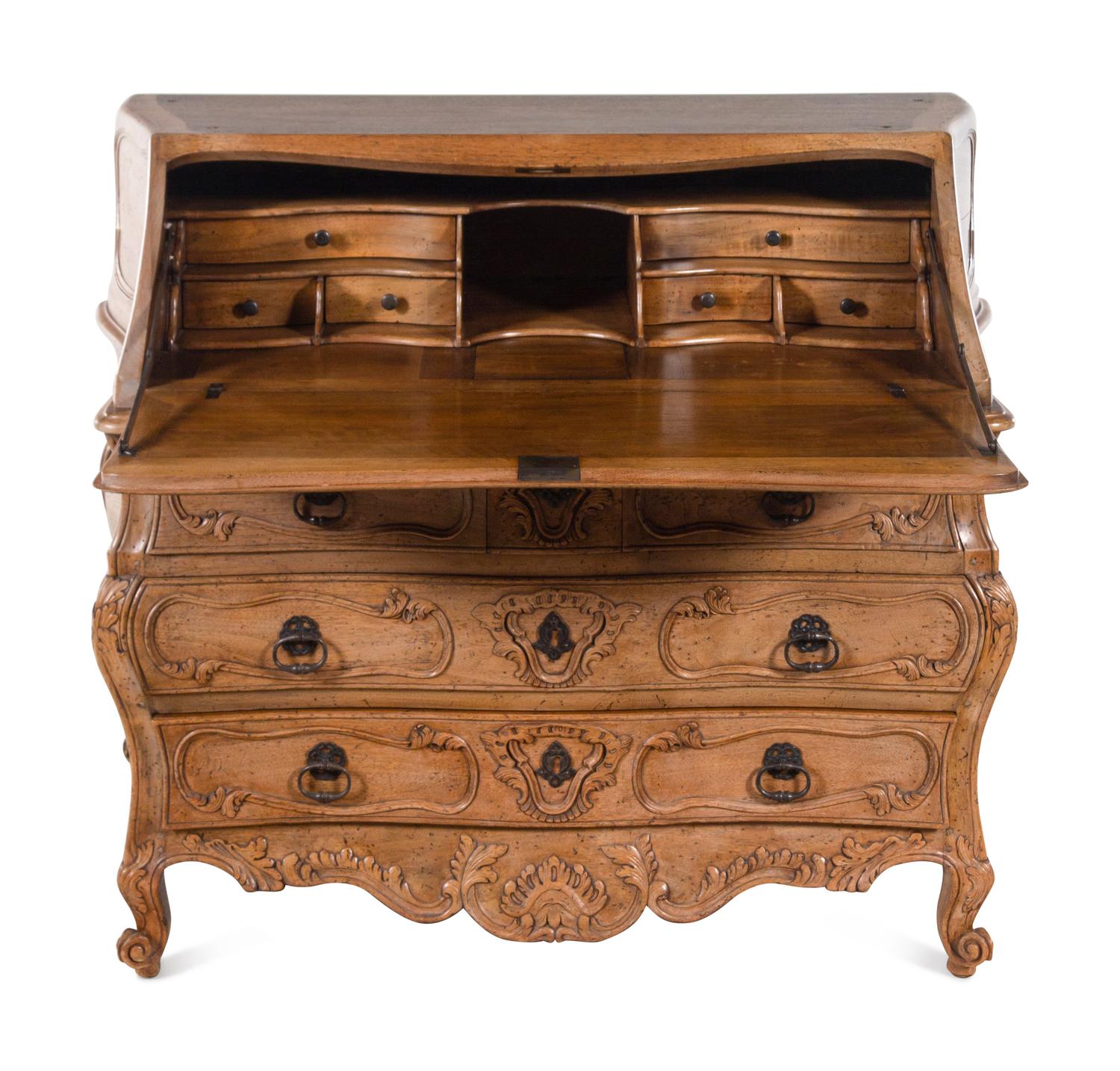 A French Provincial Style Walnut Secretary Bookcase