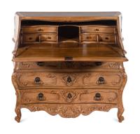 A French Provincial Style Walnut Secretary Bookcase