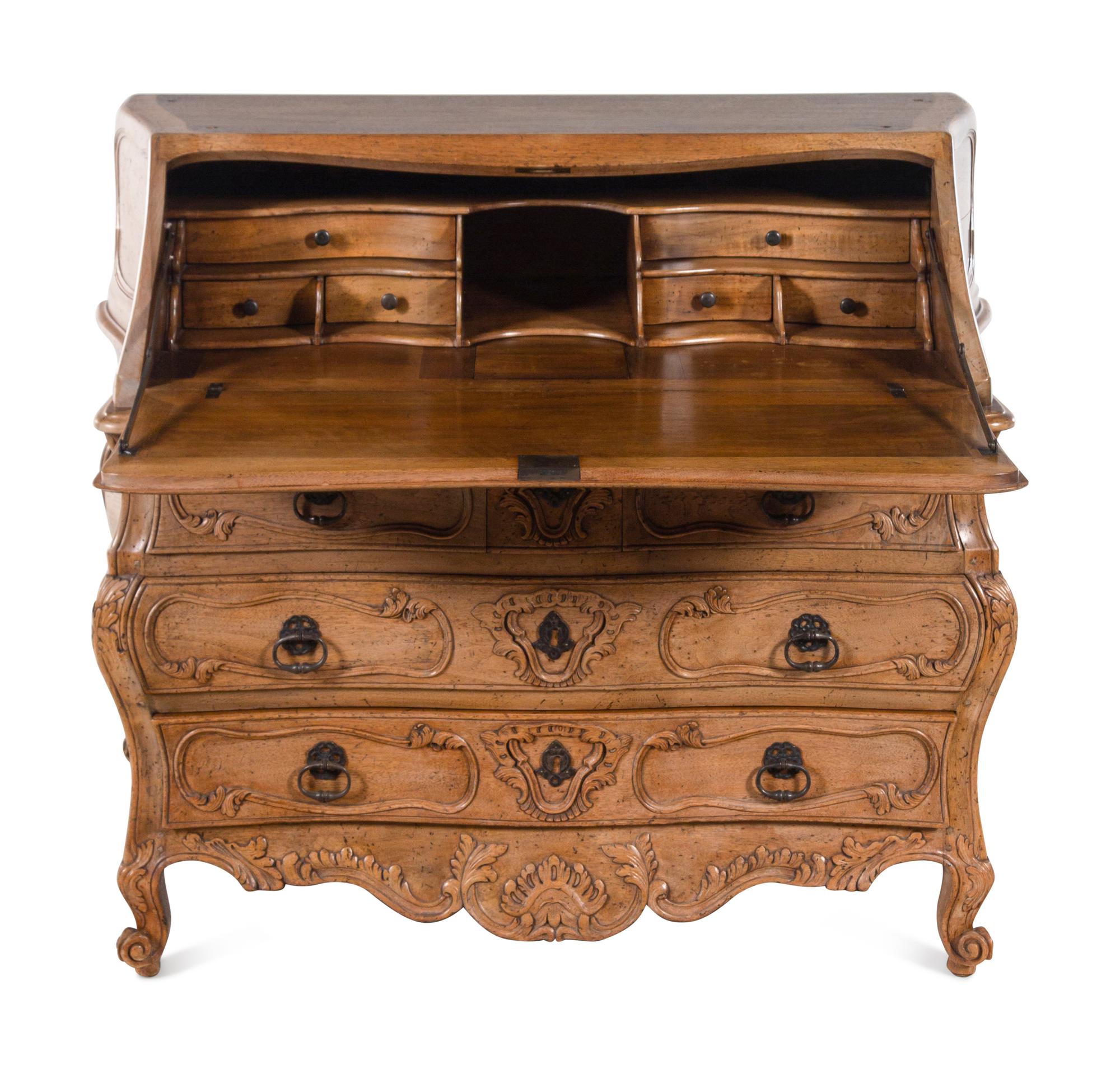 A French Provincial Style Walnut Secretary Bookcase