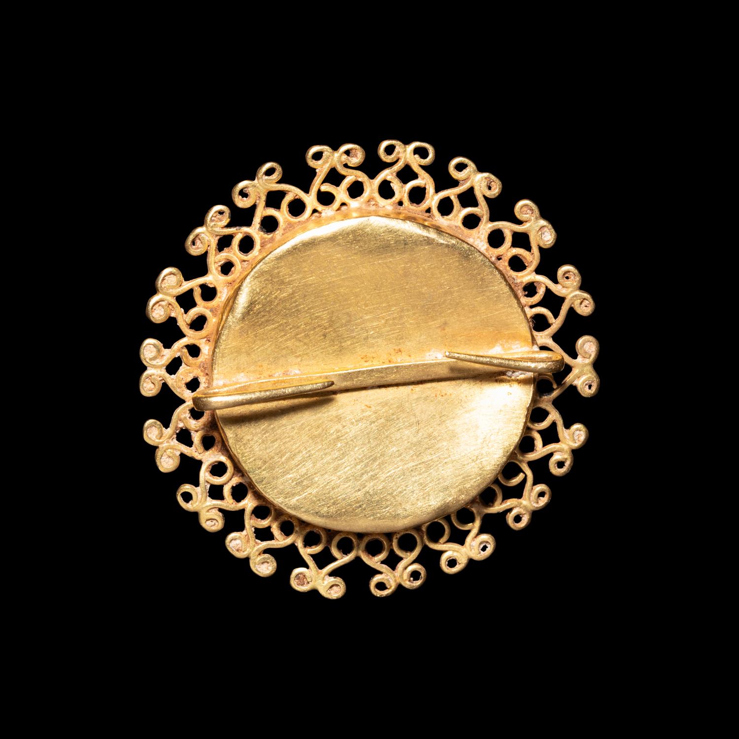 A Byzantine Gold, Garnet, and Pearl Brooch