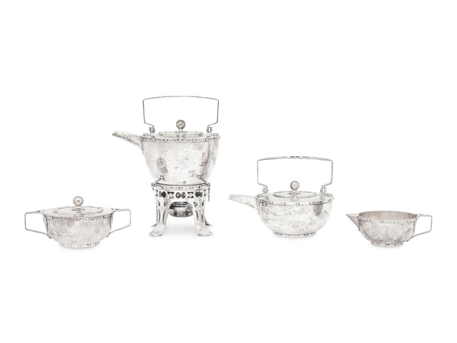 Arts and Crafts Silver Four-Piece Tea and Coffee Service
