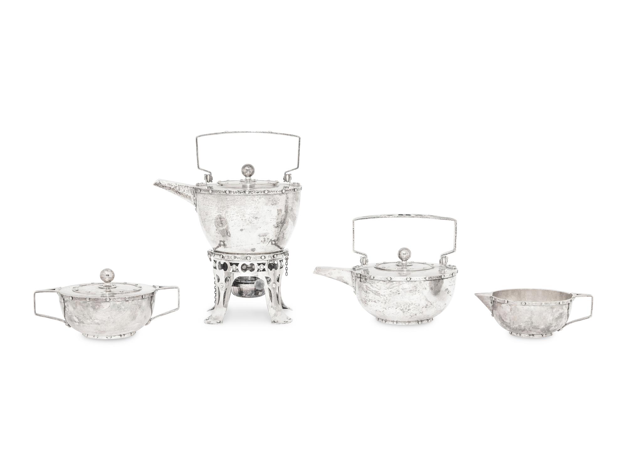 Arts and Crafts Silver Four-Piece Tea and Coffee Service