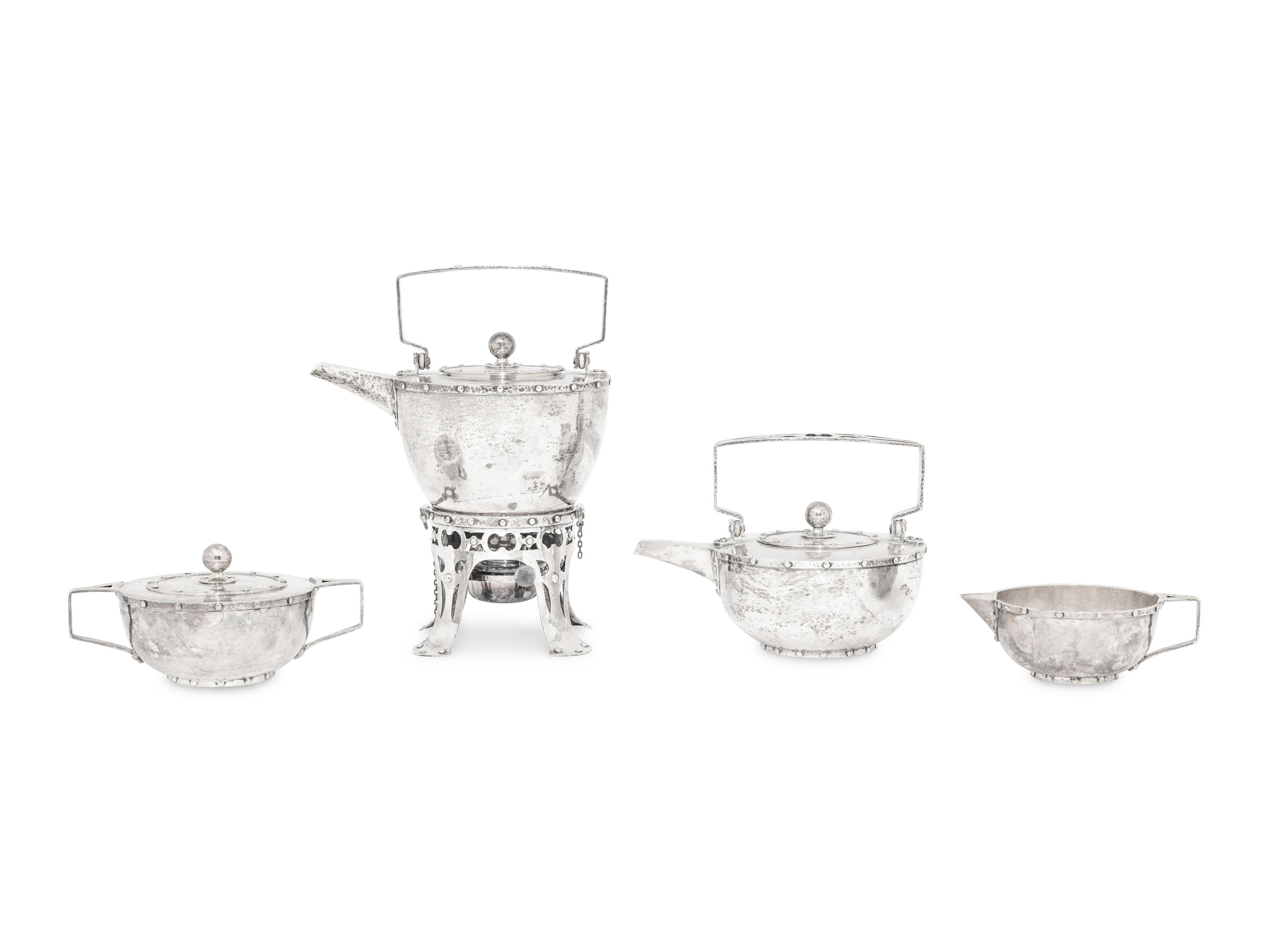 Arts and Crafts Silver Four-Piece Tea and Coffee Service