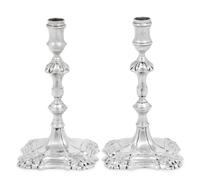 A Pair of George II Silver Taper Sticks