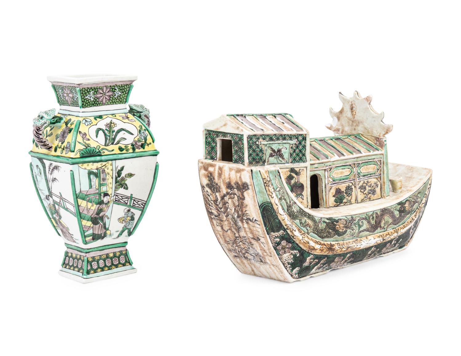 Two Chinese Famille Verte Porcelain Articles