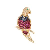 DIAMOND AND MULTIGEM BIRD BROOCH