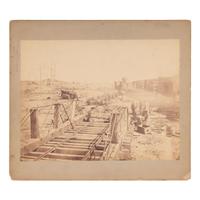 BRADY, Mathew (1822-1896), photographer. Outdoor photograph of ruins of Confederate fortifications at Manassas Junction. Manassas Junction, VA, [March 1862].