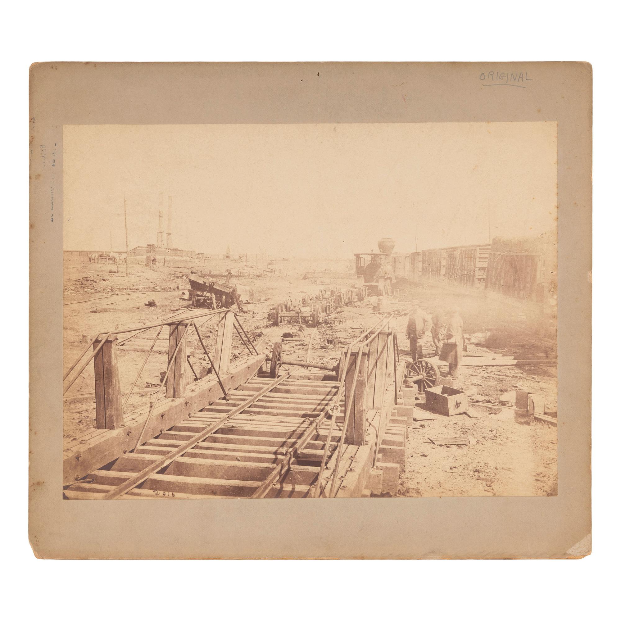 BRADY, Mathew (1822-1896), photographer. Outdoor photograph of ruins of Confederate fortifications at Manassas Junction. Manassas Junction, VA, [March 1862].