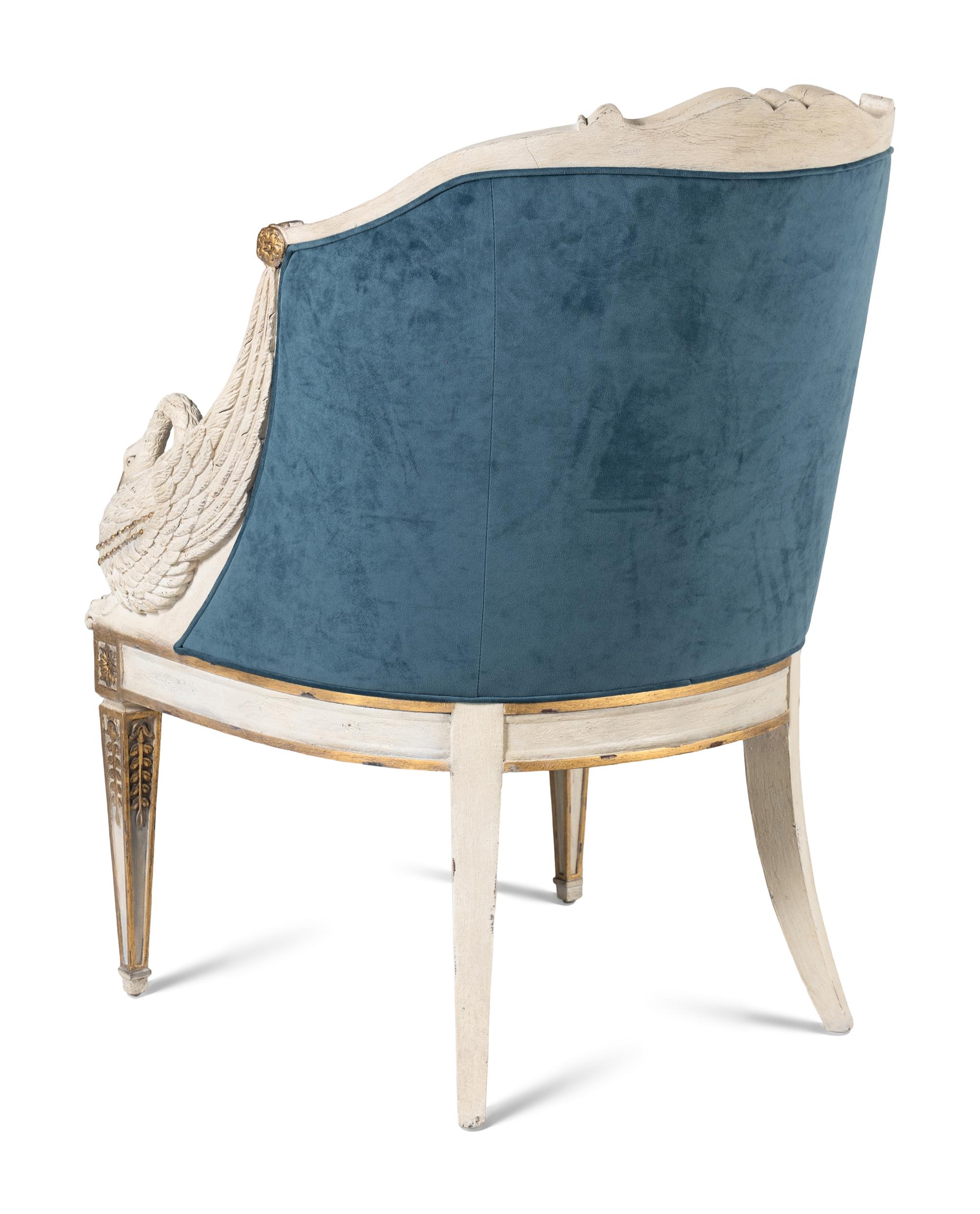 An Empire Style Painted and Parcel-Gilt Bergere