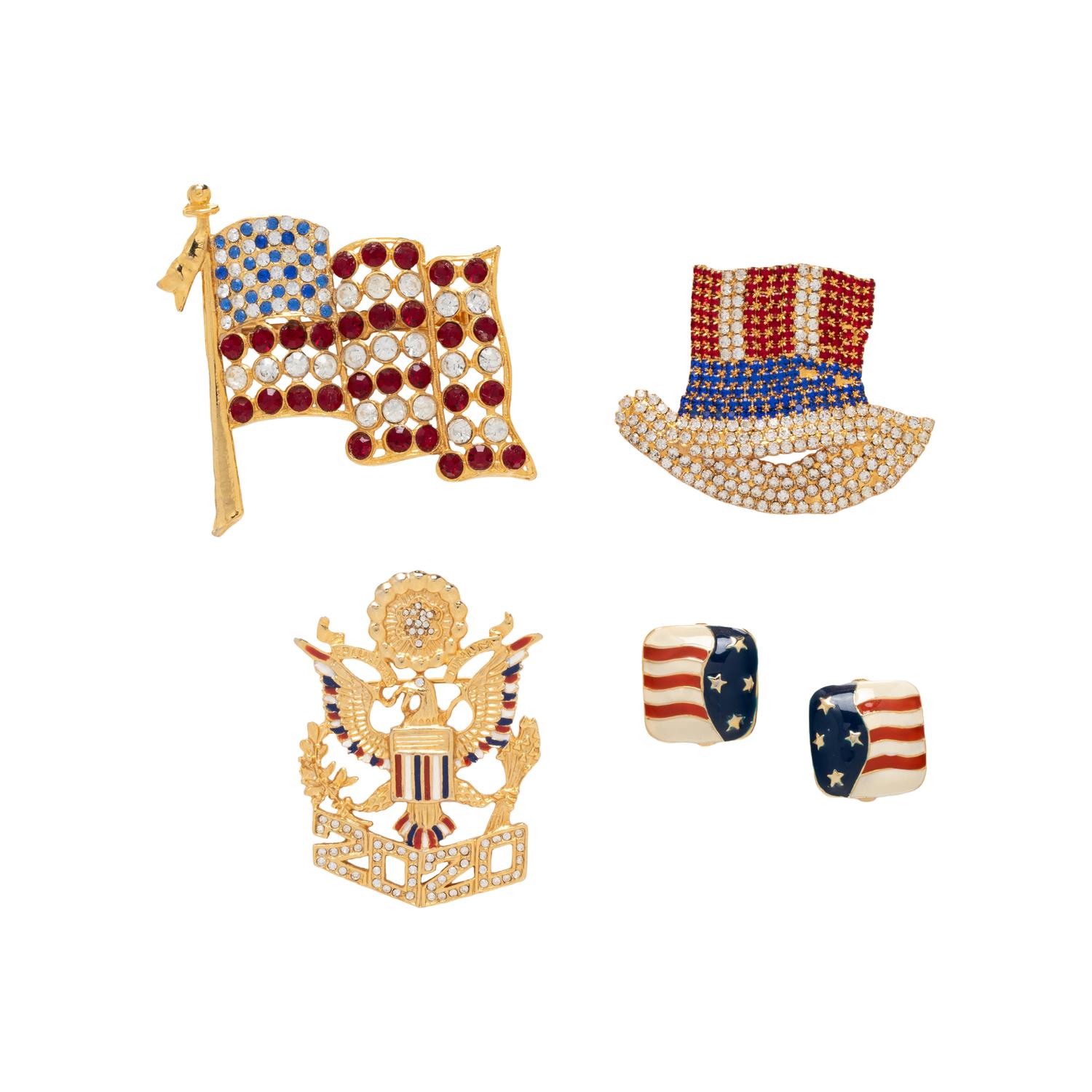 COLLECTION OF RED-WHITE-AND-BLUE COSTUME JEWELRY