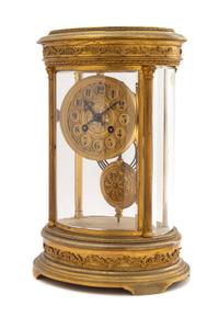 A French Gilt Bronze Mantel Clock Height 12 1/2 x width 8 1/2 inches. — MOVEMENT BY JAPY FRERES, RETAILED BY THEODORE B. STARR, NEW YORK, EARLY 20TH CENTURY