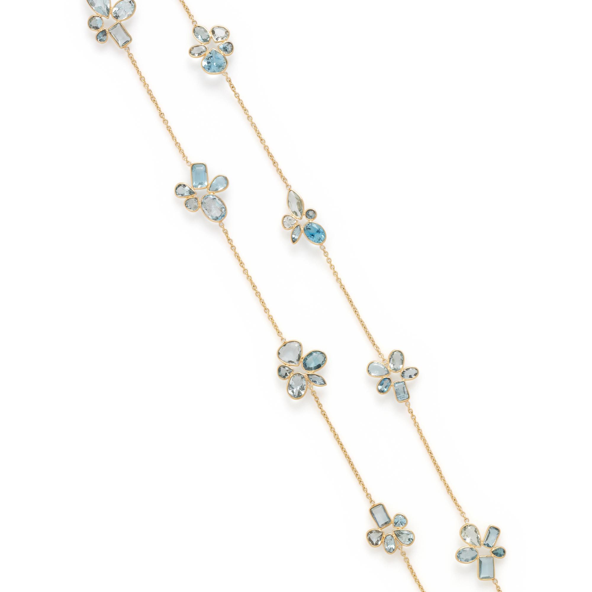 YELLOW GOLD AND AQUAMARINE NECKLACE