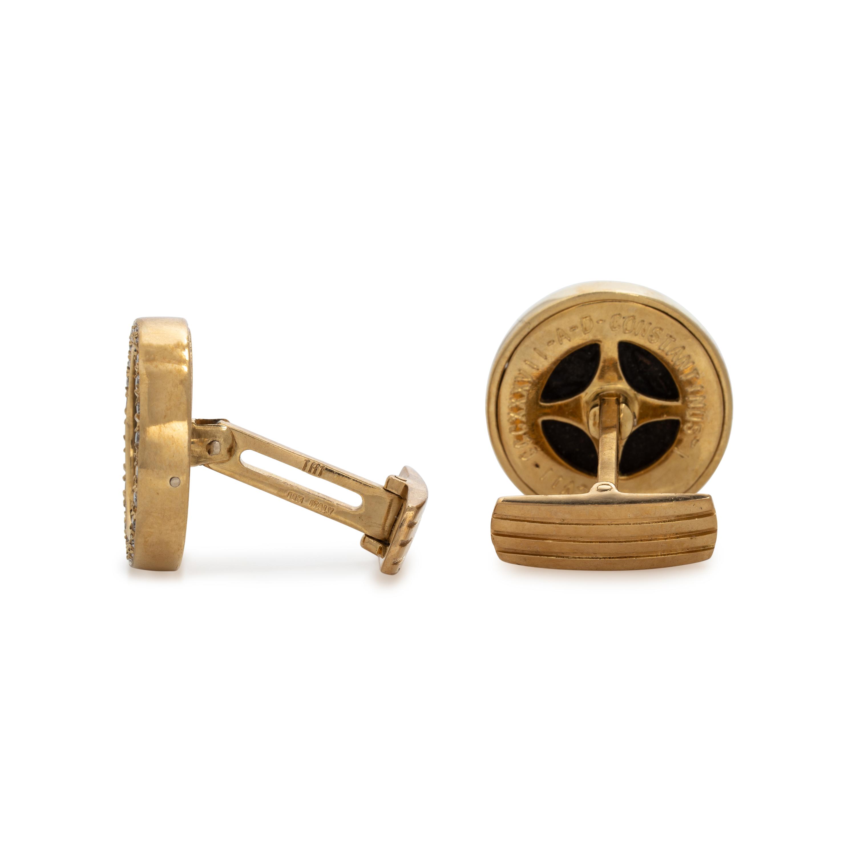Yellow Gold, Diamond, and Coin Cufflinks