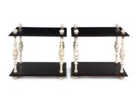 A Pair of Ebonized and White Painted Side Tables
