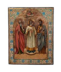 An Eastern European Painted Icon 8 3/4 x 6 3/4 inches.