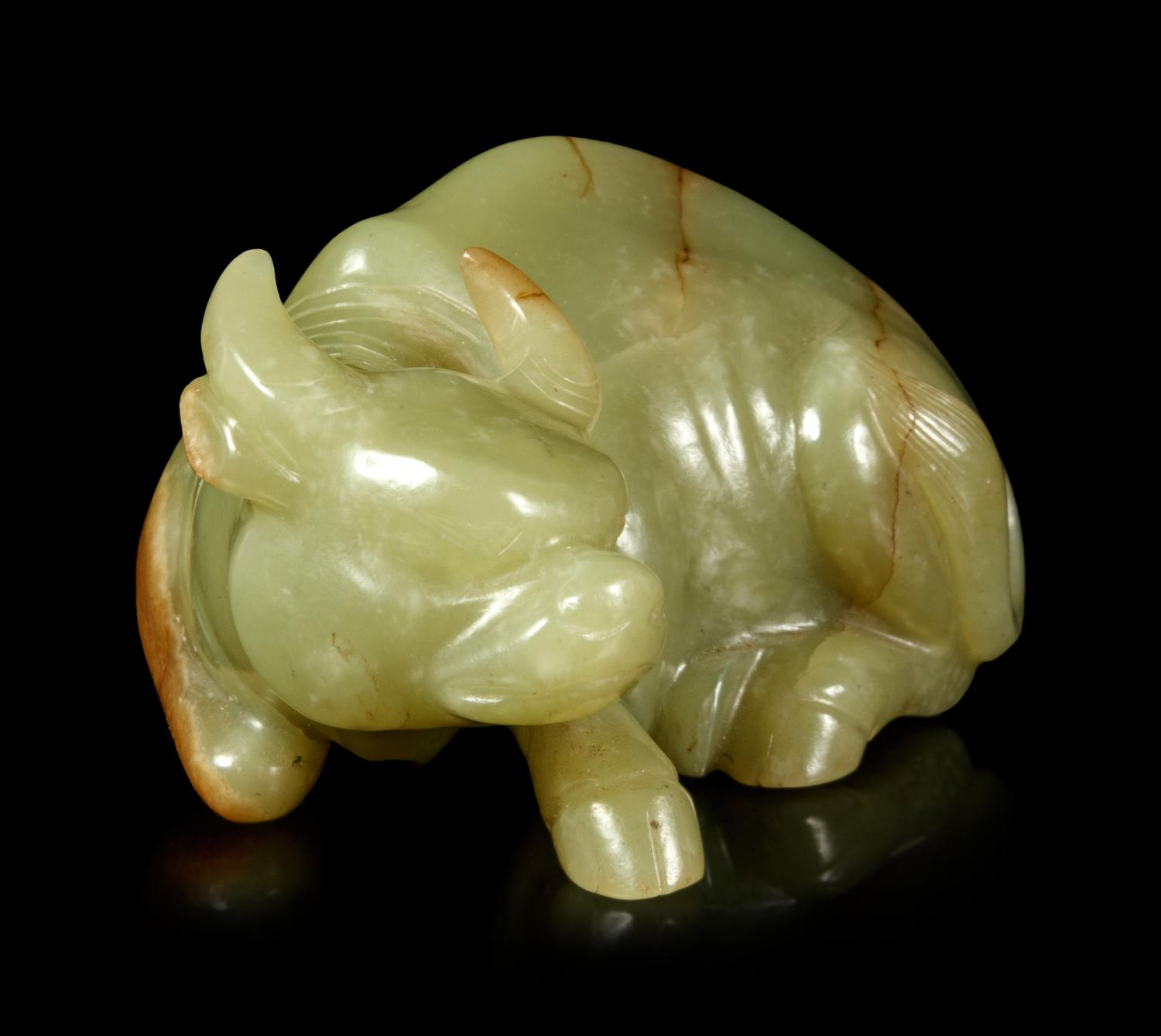 A Yellow Jade Carving of Buffalo