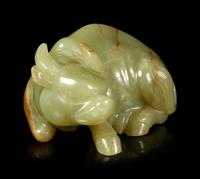 A Yellow Jade Carving of Buffalo