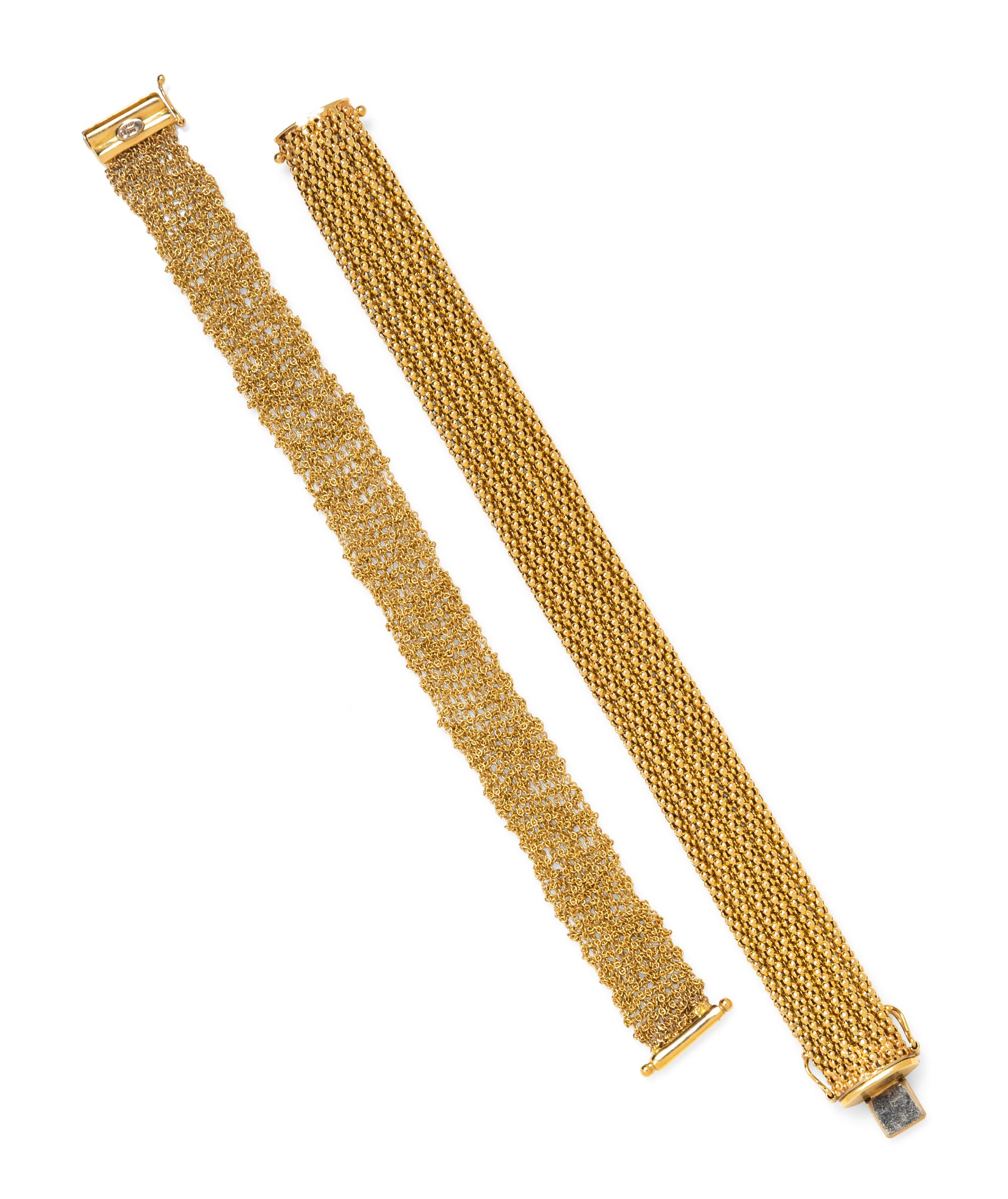 A Collection of 14 Karat Yellow Gold Bracelets, Italian,