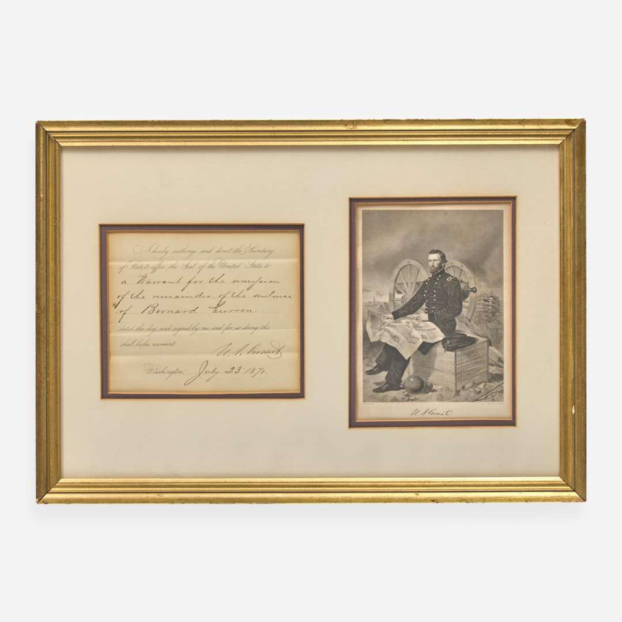 [Presidential] Grant, Ulysses S. Partially-Printed Document, signed