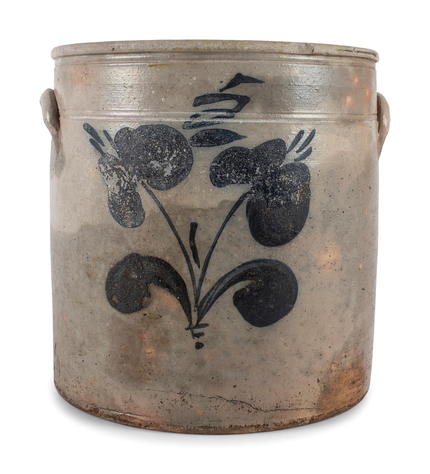 A Cobalt Decorated Five Gallon Stoneware Crock