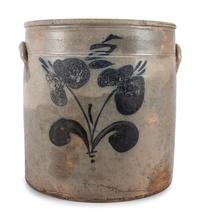 A Cobalt Decorated Five Gallon Stoneware Crock