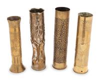 A Collection of Four WWI Era Trench Art Artillery Shells