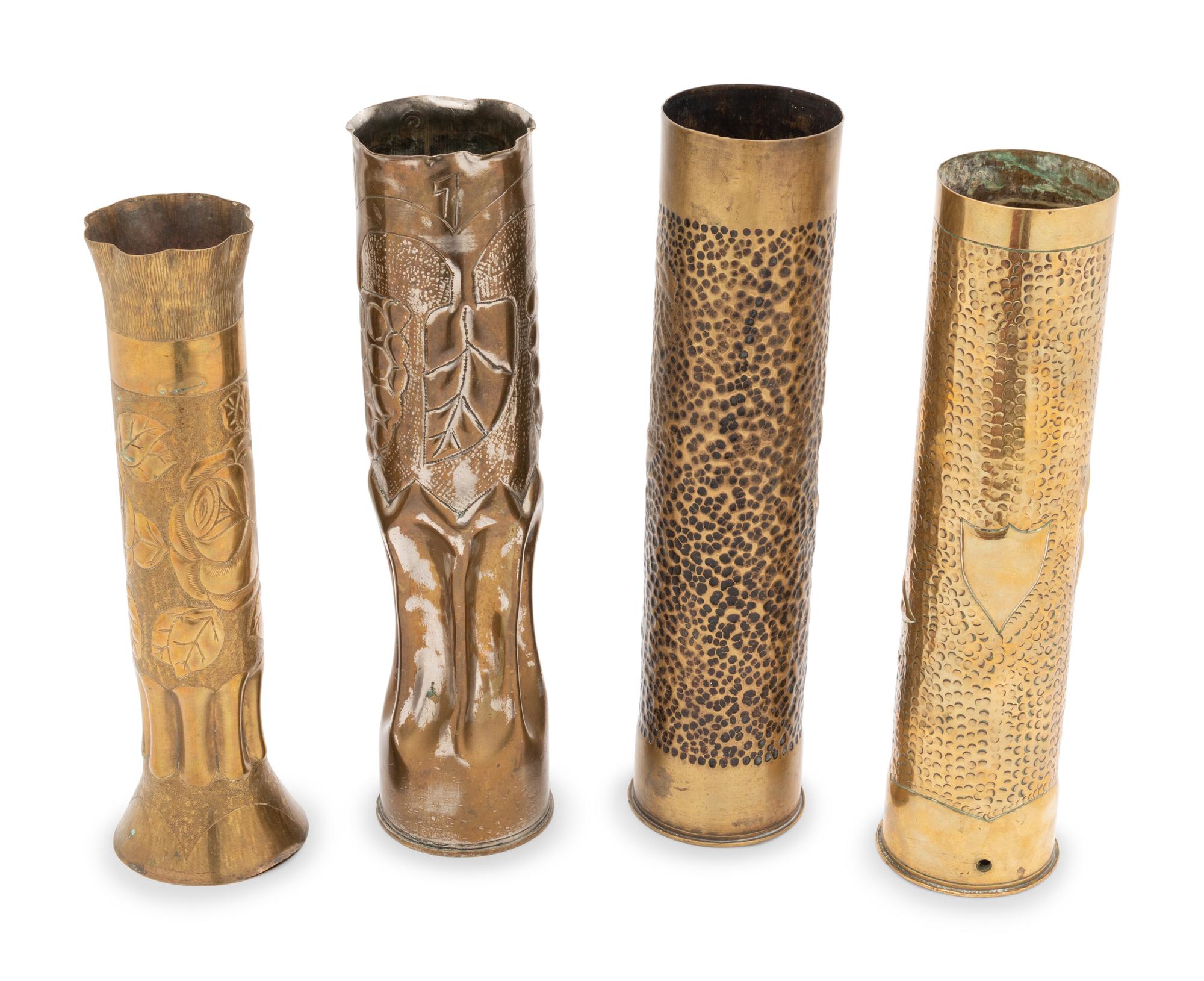 A Collection of Four WWI Era Trench Art Artillery Shells