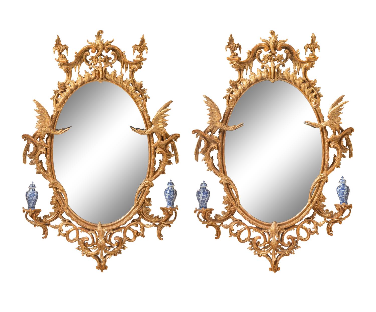 A Pair of George II Giltwood Mirrors