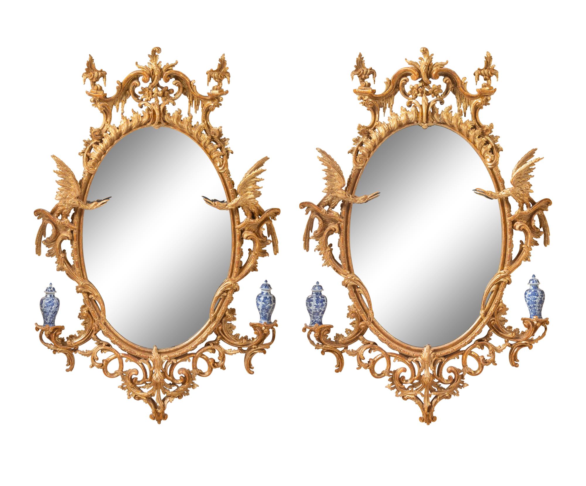 A Pair of George II Giltwood Mirrors
