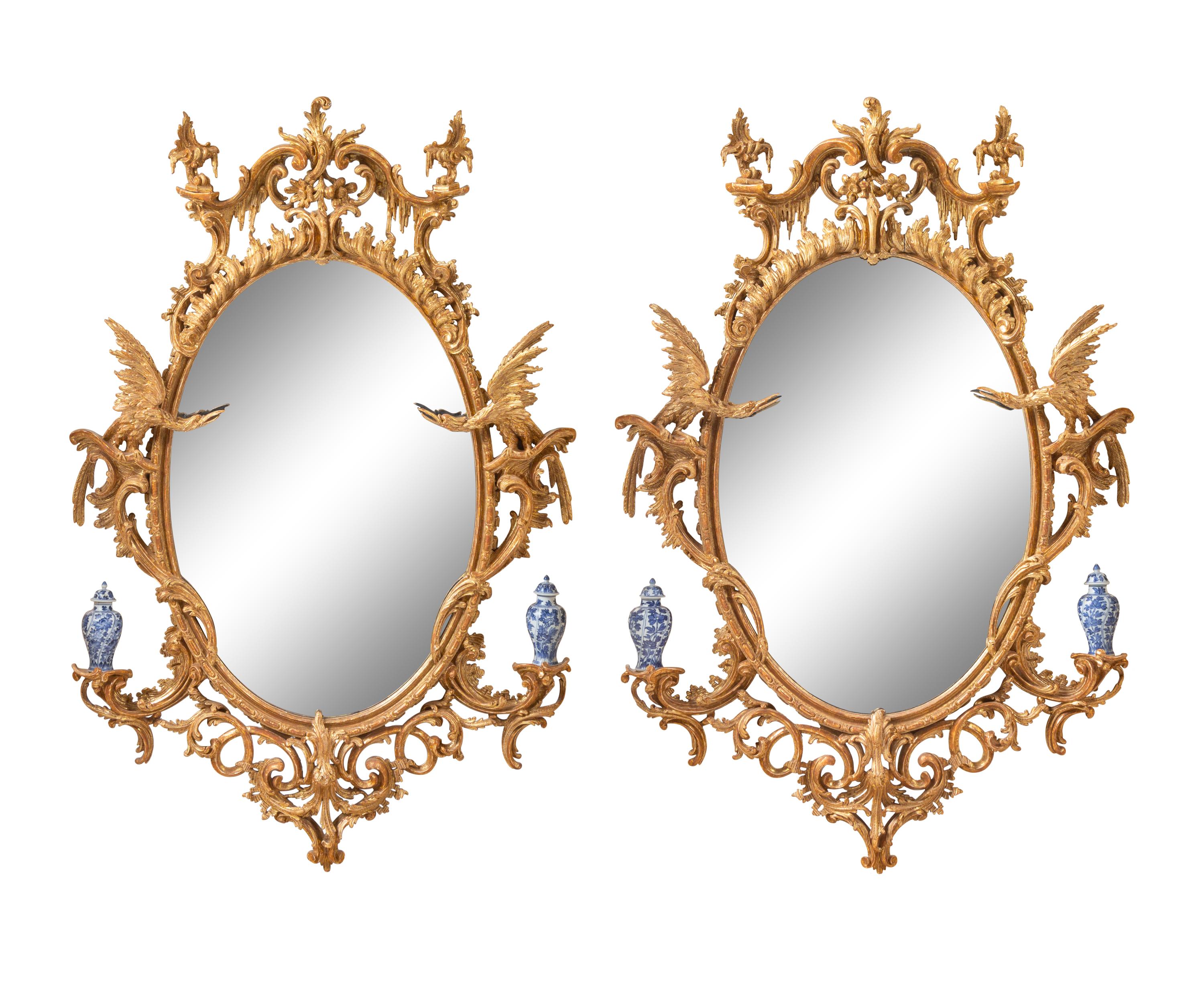 A Pair of George II Giltwood Mirrors